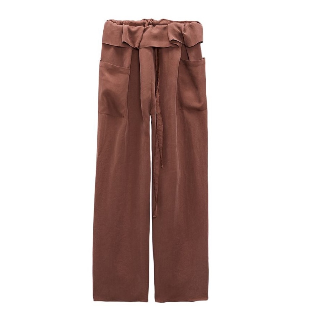 New Zara x Circ Straight Wide Leg Russet Pants Trousers Medium 4043/097